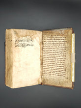 Load image into Gallery viewer, Annotated Second Issue Aldine Dictorum et factorum with two significant medieval pastedowns: 9th century Terence and 13th century Richard Rufus of Cornwall.