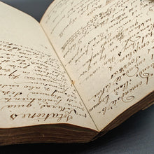 Load image into Gallery viewer, 14th century Medieval Binding Waste on 19th century Saint Catherine Hagiography and Student Notebook
