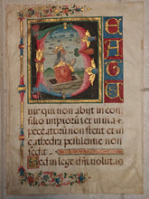 Load image into Gallery viewer, I heard there was a secret chord: Single leaf from likely from oversized Ferial or Psalter. Italy, likely Bolognese, late 15th c.&nbsp;
