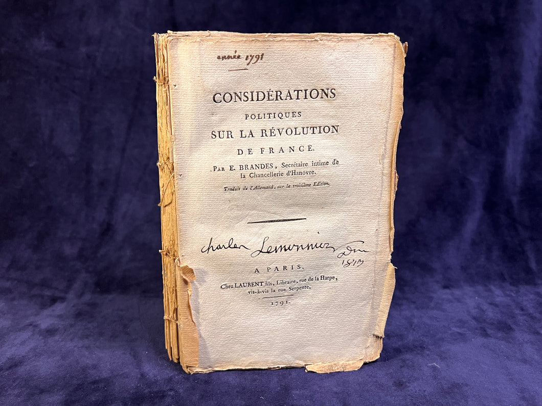 Contemporary View of the French Revolution: Considérations politiques sur la Révolution de France - Brandes (1791)