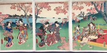 Load image into Gallery viewer, Viewing Cherry Blossoms at Arashiyama (Arashiyama Sakura-Gari no Zu)
