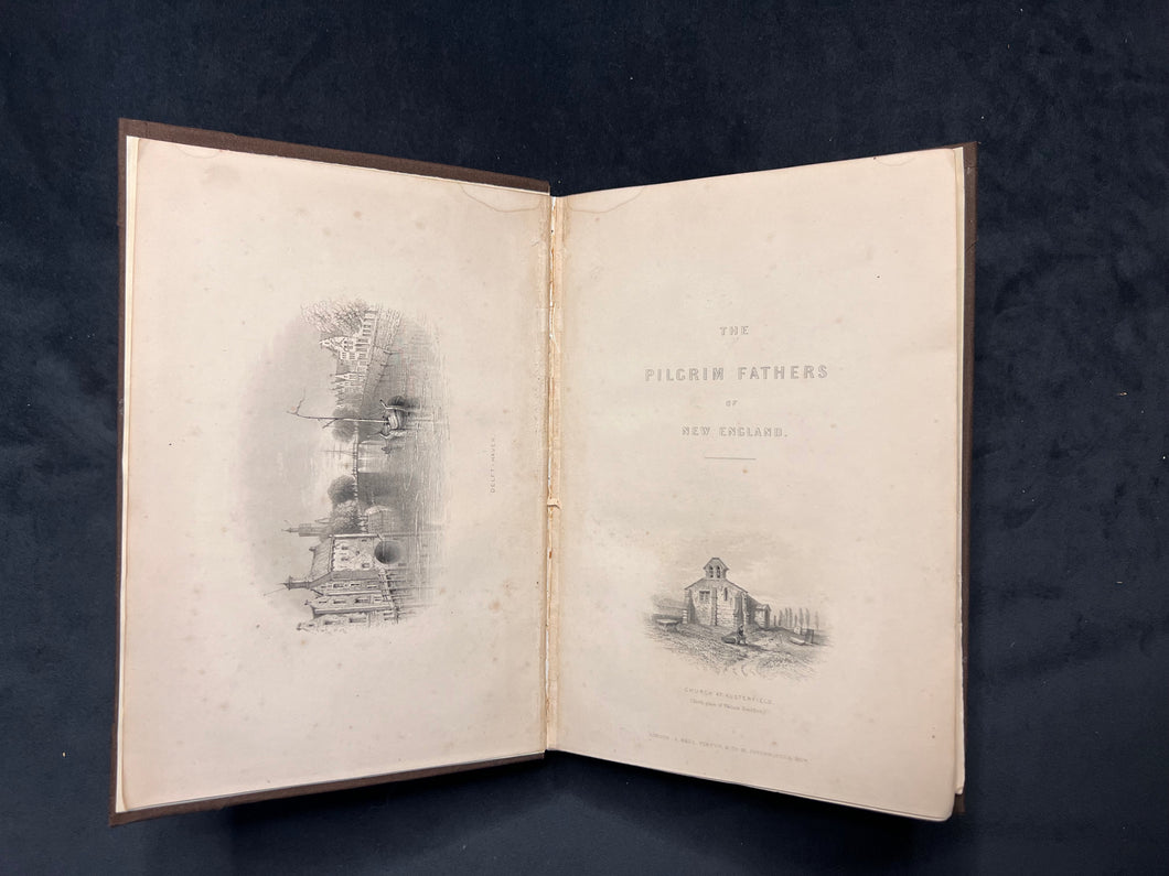 A Union Jack-Colored Perspective on the Flight of the Pilgrims & Establishment of Massachusetts: W.H. Bartlett - The Pilgrim Fathers (1853)