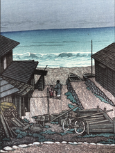 Load image into Gallery viewer, Kawase Hasui, Cloudy day at Mizuki, Ibaraki (Mizuki no komoribi) (1946)
