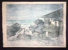 Load image into Gallery viewer, Kawase Hasui, Cloudy day at Mizuki, Ibaraki (Mizuki no komoribi) (1946)
